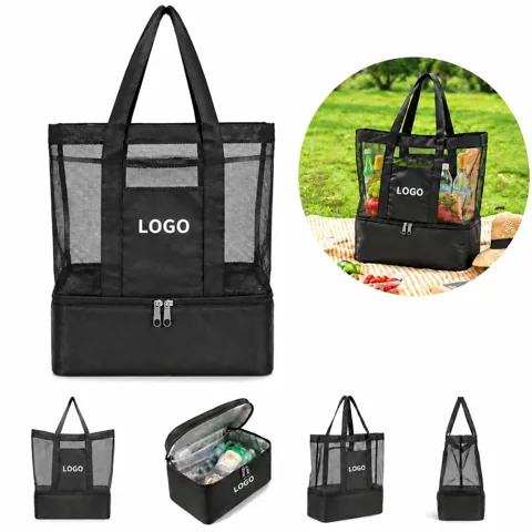 Foldable Breathable Mesh Beach Carryall Tote