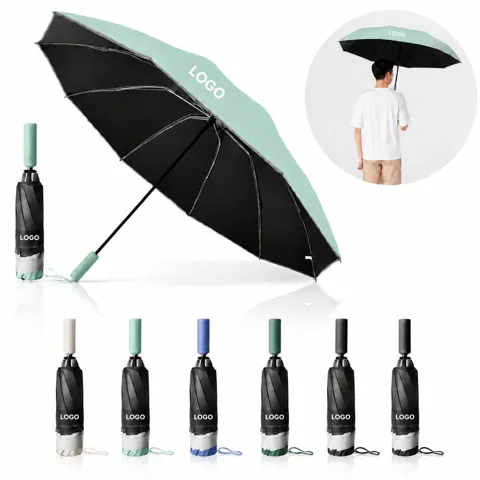 Reflective Black Vinyl Rain Umbrella