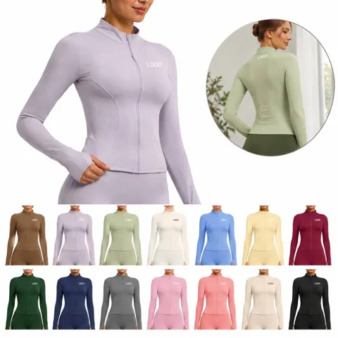 Women's Zip-Up Fitness Jacket with Stand Collar