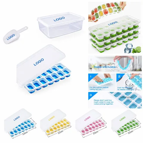 56-Cavity Silicone Ice Cube Tray with Lid, 4 Pack