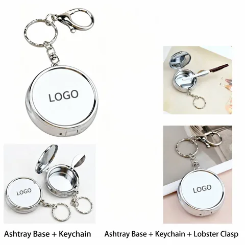Portable Metal Keychain Ashtray with Secure Lid