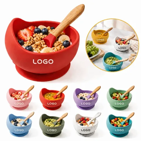 Non-Slip Silicone Infant Feeding Bowl Set