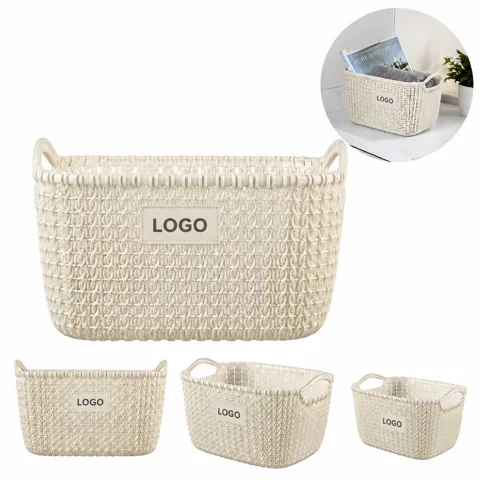 Imitation Rattan Woven Plastic Storage Basket for Home