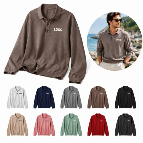 Breathable Long Sleeve Casual Polo for Men