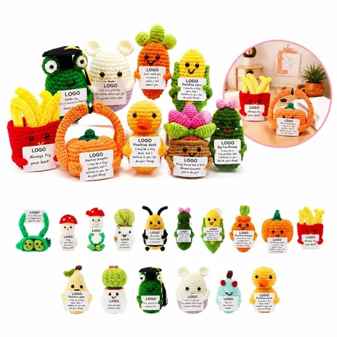 Soft Yarn Crocheted Cartoon Doll for Play and Display