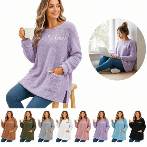 Cozy Fleece-Lined Crewneck Pullover for Women