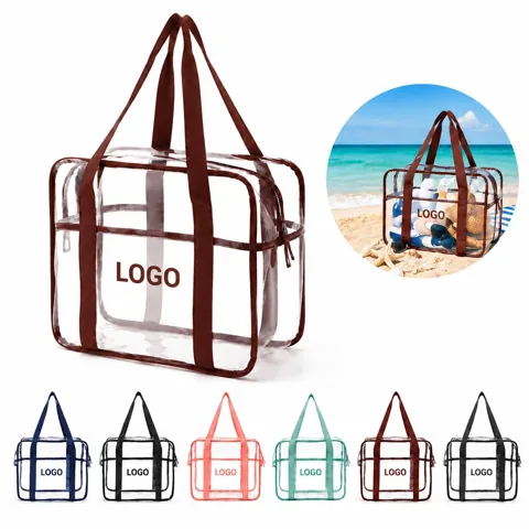 Transparent PVC Tote with Full-Length Zipper