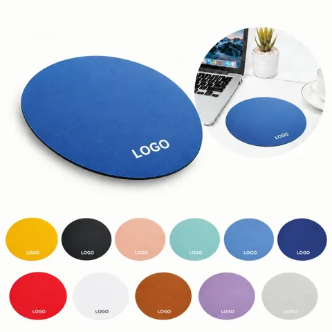 Round Dual-Sided PU Mouse Pad with Non-Slip Base