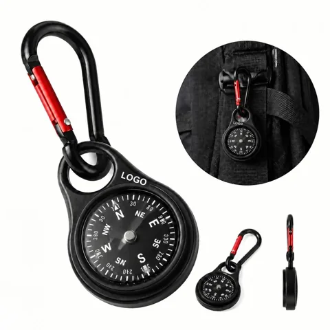 Zinc Alloy Carabiner with Built-in Compass for Outdoor Use