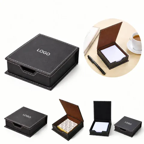 Faux Leather Sticky Note Organizer for Desk