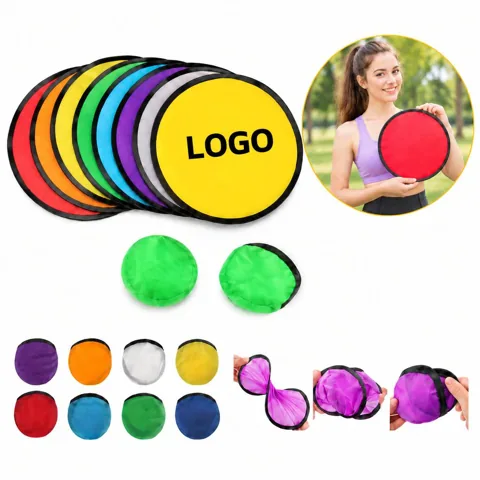 Portable Fold-Up Flying Disc with Carry Pouch