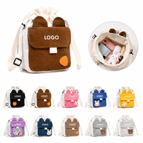 Kids Bunny Canvas Crossbody Bag with Front Pocket