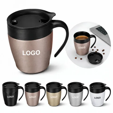 Double-Walled Vacuum Insulated Coffee Cup with Handle