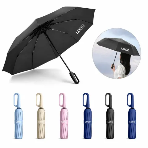 Compact Folding Umbrella with Secure Buckle Closure