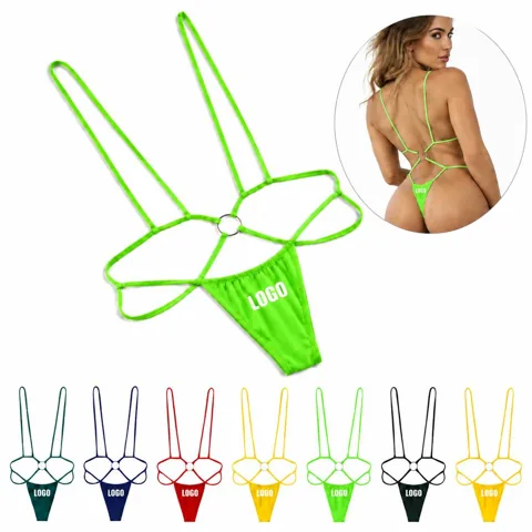 Women's Open-Back Bikini Swimsuit Custom Print