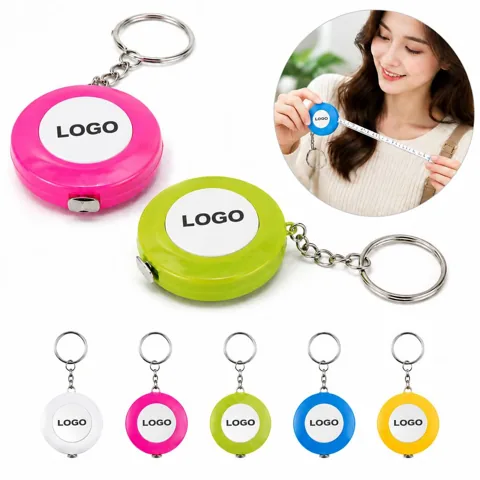 Candy-Colored Retractable Tape Measure Keychain