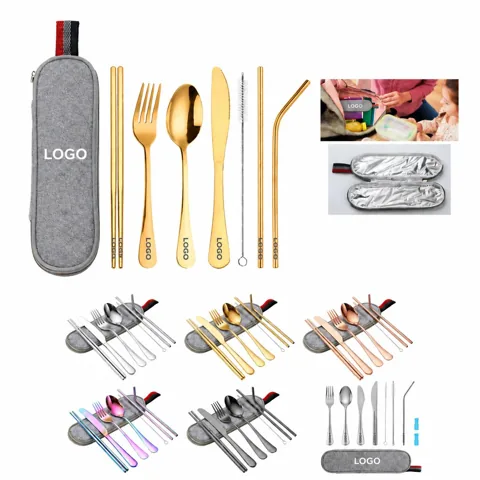 Portable Stainless Steel Utensil Kit with Case
