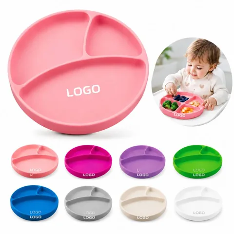 Divided Silicone Baby Plate with Suction Base