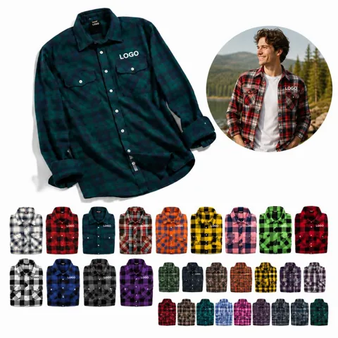 Long Sleeve Plaid Flannel Casual Shirt Relaxed Fit