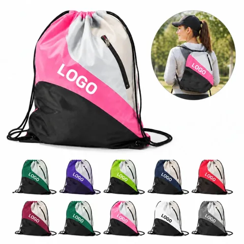 Lightweight Tricolor Drawstring Bag for Daily Use and Gym