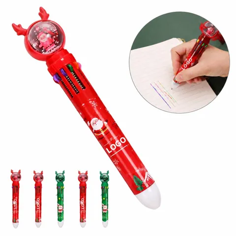 Christmas 10-Color Retractable Pen for Creative Writing