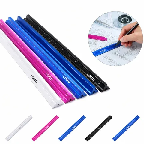 Aluminum Triangular Scale Ruler with Laser Engraved Markings