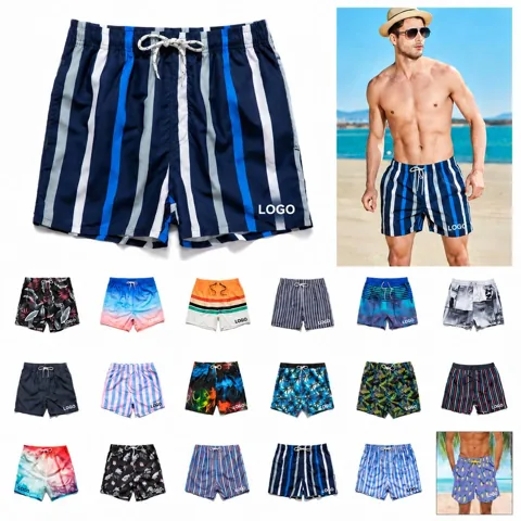 Quick-Dry Swim Trunks with Mesh Lining and Drawstring