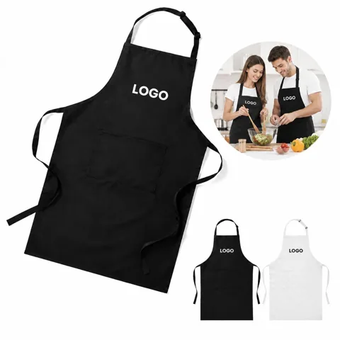 Adjustable Polyester Apron with 2 Pockets for Cooking