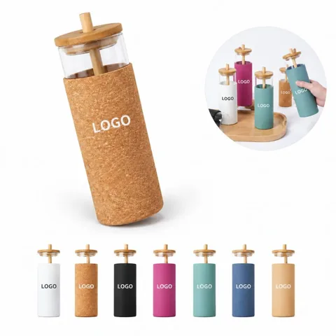 Clear Glass Tumbler with Natural Bamboo Lid