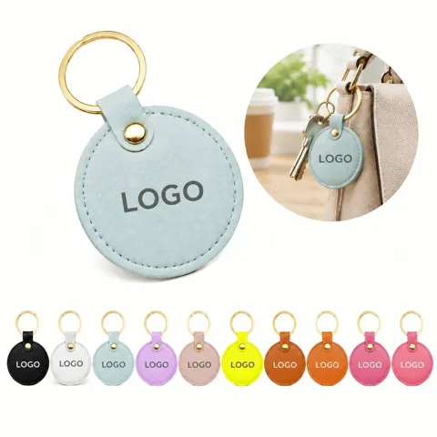 Pebbled Litchi Leather Keychain