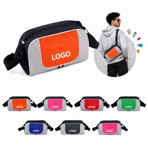 Compact Sling Crossbody Gym Bag with Zippered Pockets