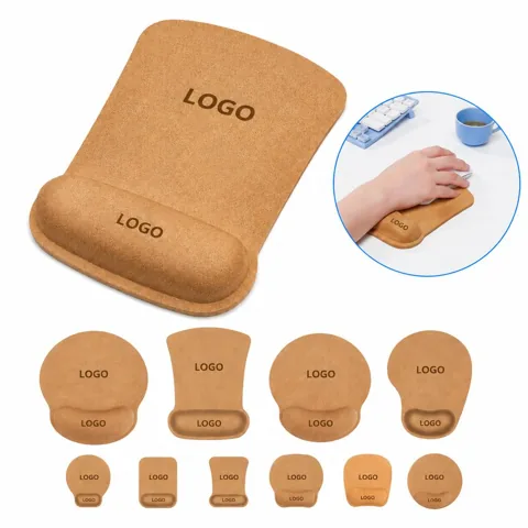 Cork Wrist Rest Mouse Pad with Non-Slip Base