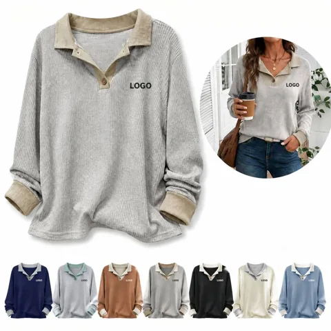 Women's V-Neck Knit Pullover Sweater for Fall Winter