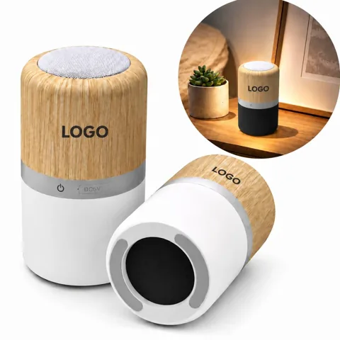 Portable Bamboo Bluetooth Speaker with LED Light