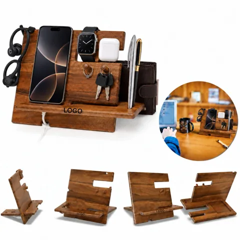 Wood Desk Organizer with Multi Compartments for Office