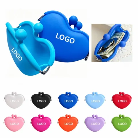 Heart-Shaped Silicone Coin Purse with Zipper
