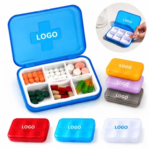 6-Section Snap-Lock Pill Case for Daily Medication