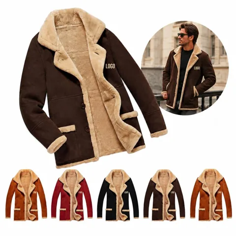 Fleece-Lined Faux Leather Coat for Cold Weather