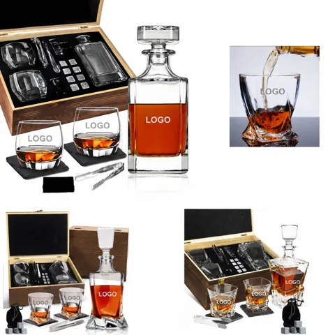 Crystal Whiskey Decanter Set with 2 Tumblers and Stopper
