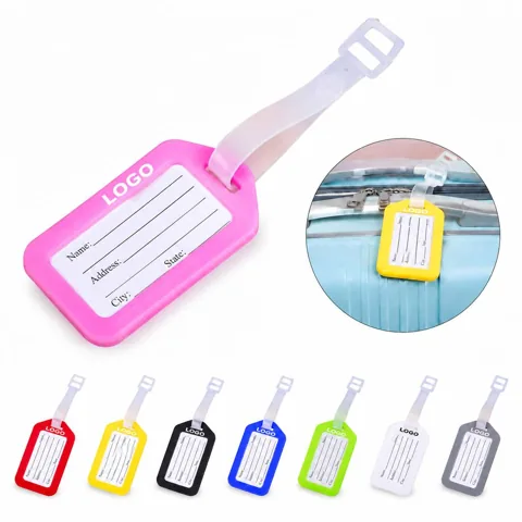 Personalized Plastic Suitcase ID Tag with Adjustable Strap