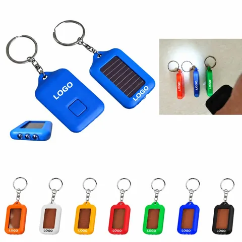 Solar Powered LED Keychain Light with Rechargeable Battery