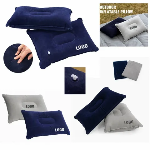 Large Flocked Inflatable Pillow for Camping and Travel