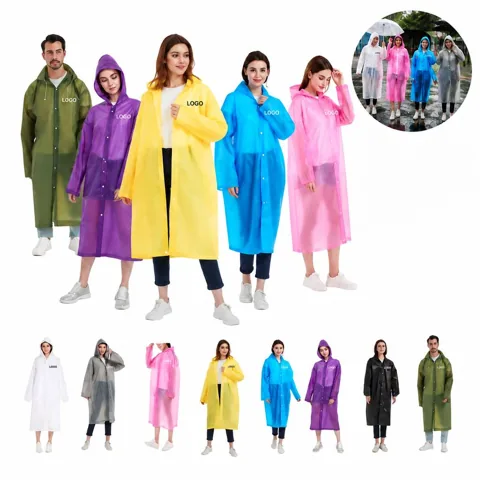 Adult EVA Rain Jacket Waterproof Hooded Windproof