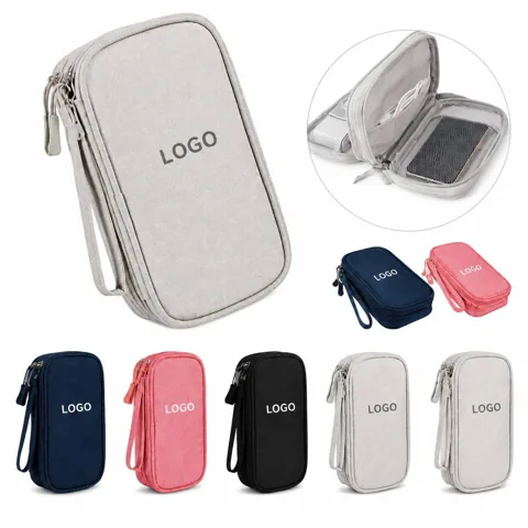 Dual Compartment Polyester Cable Storage Pouch