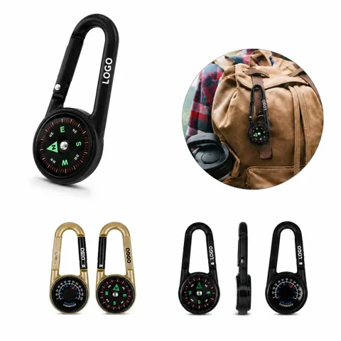 Dual-Sided Compass Carabiner Clip for Outdoor Use
