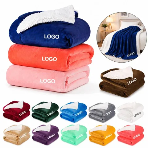 Reversible Soft Sherpa Throw Blanket for Sofa Bed