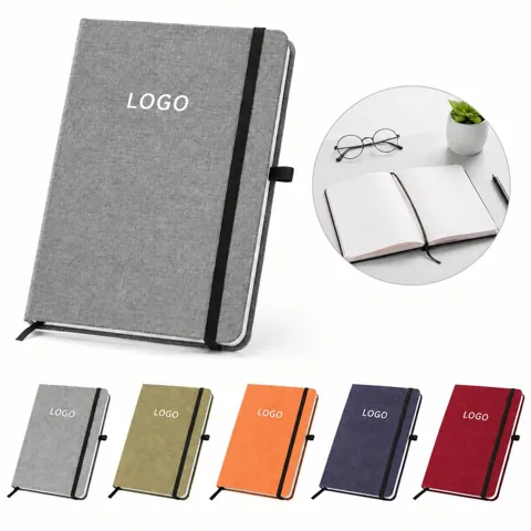 Canvas Notebook with Ribbon Bookmark and Pen Loop