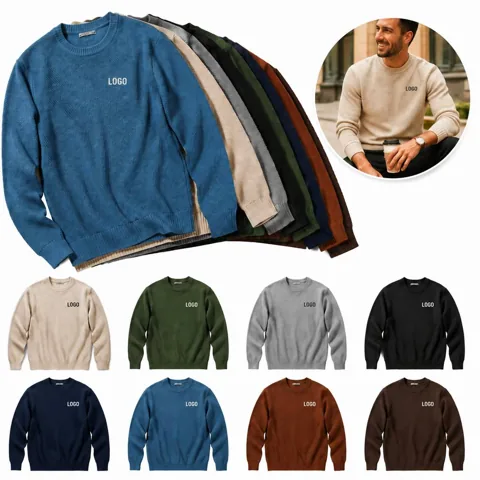 Textured Waffle-Knit Pullover Sweater for Layering
