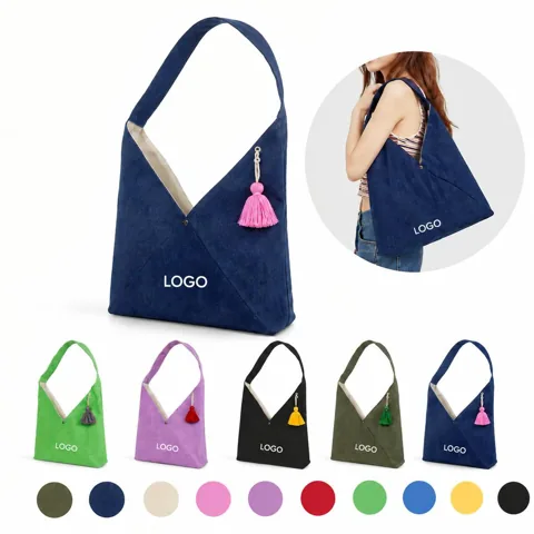 Denim Crossbody Bag with Triangular Silhouette
