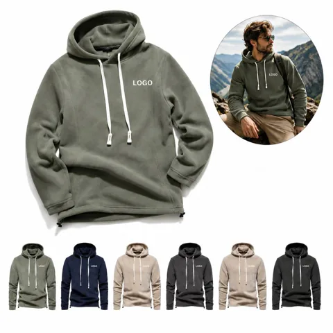 Men's Half Zip Hooded Pullover with Front Pocket